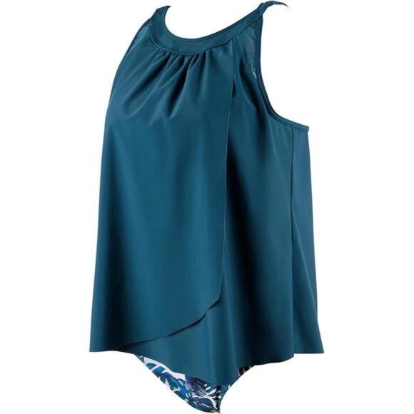 High Neck Ruffle Tankini with Tummy Control – 2-Piece Swimsuit for Women - Picture 6 of 8